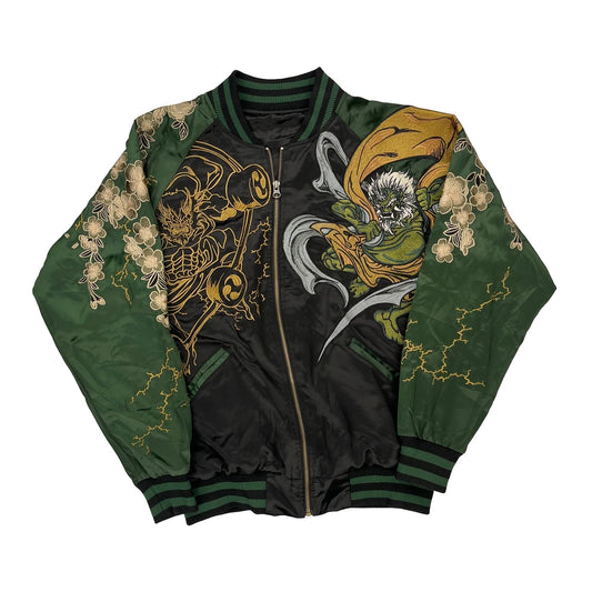 Streetwear Unbranded Graphic Bomber Jacket - Large Black Polyester