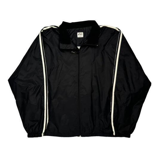 Vintage Asics Track Jacket - XL Black Polyester