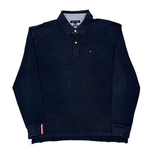 Tommy Hilfiger Long Sleeve Polo Shirt - XL Navy Cotton