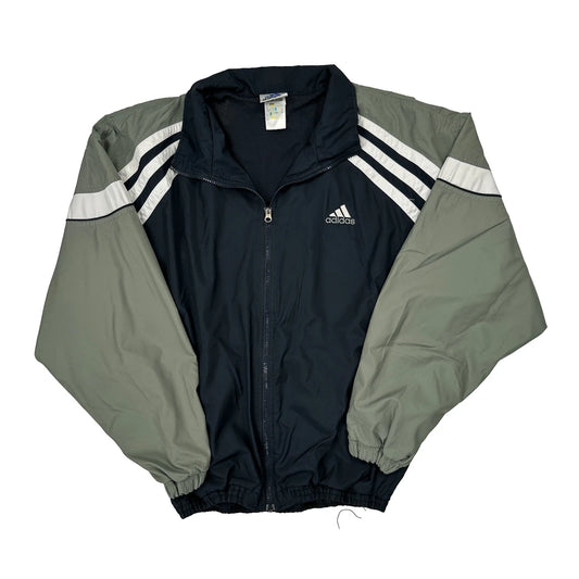 Vintage Adidas Striped Track Jacket - Large Green Polyester