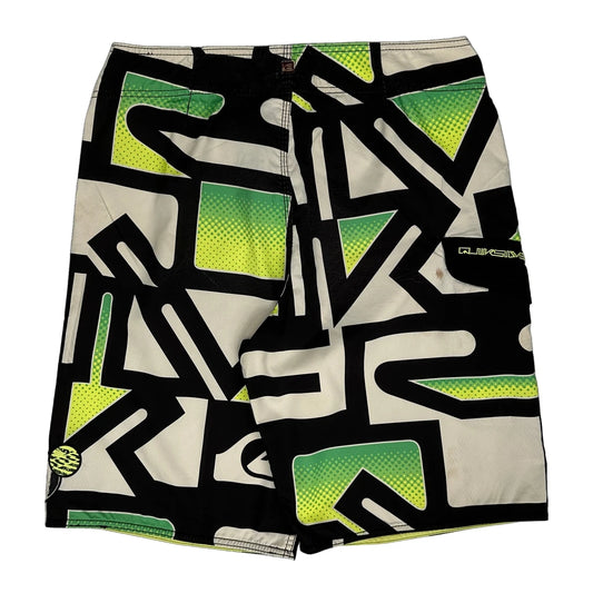 Vintage Quiksilver Graphic Shorts - 32W 10L Black & White Polyester