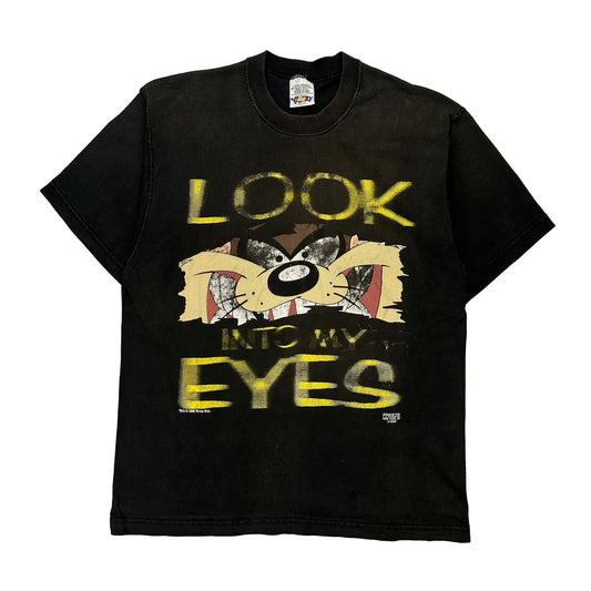 Made In USA Taz Looney Tunes Graphic T-Shirt - Large Black Cotton
