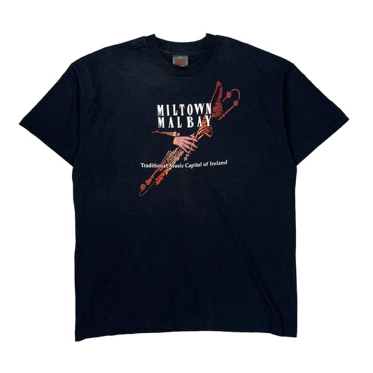 Miltown Malbay Celtic Ireland Single Stitch T-Shirt - XL Black Cotton