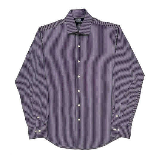 Vintage Polo By Ralph Lauren Striped Shirt - Large Purple Cotton