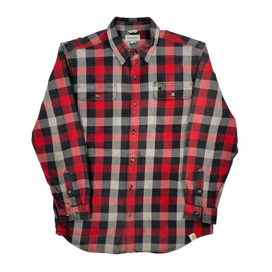 Carhartt Checked Flannel Shirt - Large Red Cotton