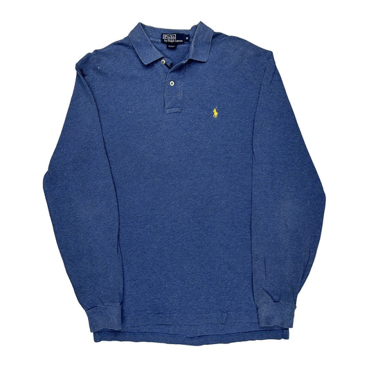 Polo By Ralph Lauren Long Sleeve Polo Shirt - Medium Blue Cotton