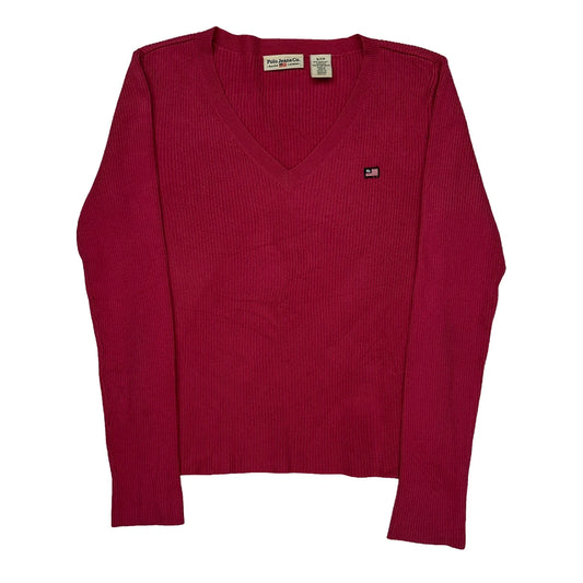 Vintage Polo By Ralph Lauren Ribbed Knit Sweater - Small Red Acrylic