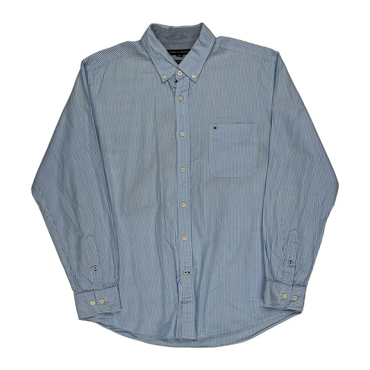 Tommy Hilfiger Striped Shirt - Large Blue Cotton