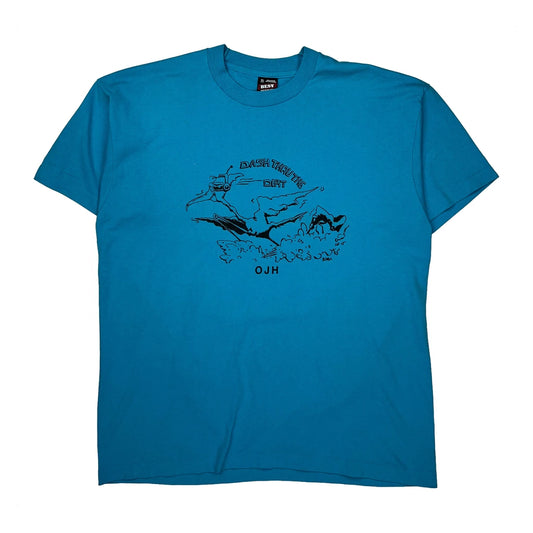 Dash Thru The Dirt Fruit Of The Loom Single Stitch T-Shirt - XL Blue Cotton Blend
