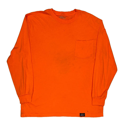 Dickies Long Sleeve T-Shirt - XL Orange Cotton