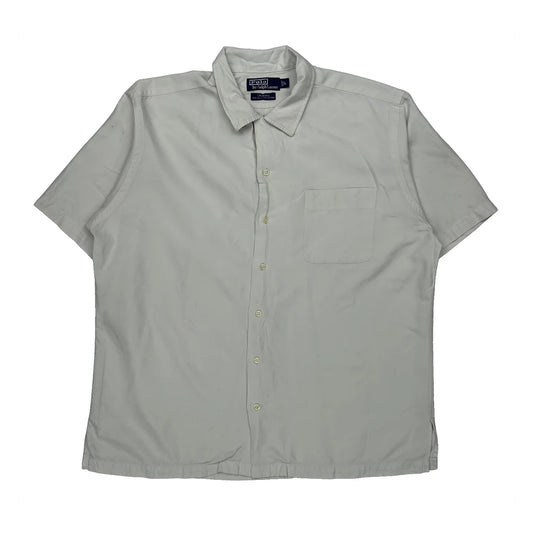 Polo By Ralph Lauren Short Sleeve Shirt - Large White Silk Blend