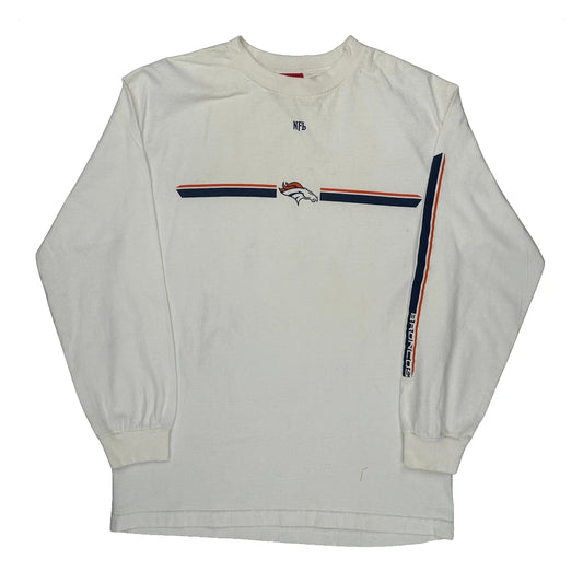 Broncos Nfl Long Sleeve T-Shirt - Medium White Cotton