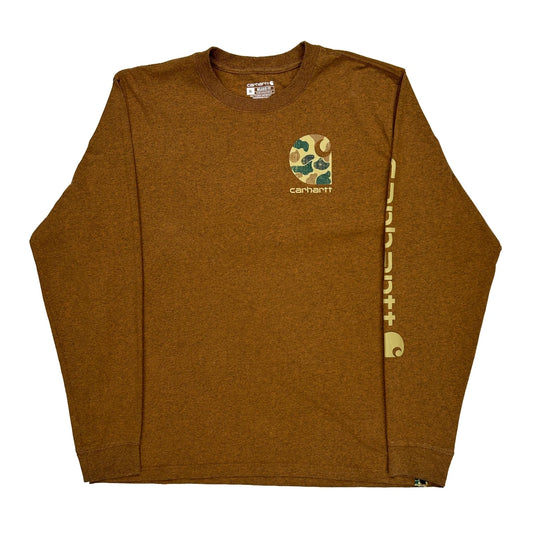Carhartt Graphic Long Sleeve T-Shirt - XL Brown Cotton