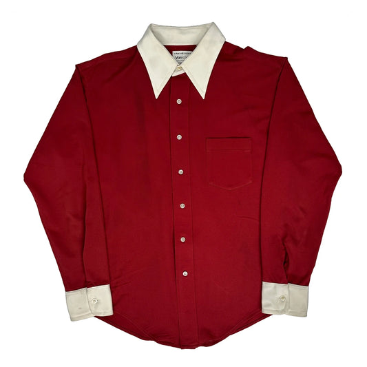 80S Van Heusen Shirt - Large Red Polyester