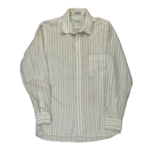 Christian Dior Striped Shirt - Medium Cream Cotton Blend