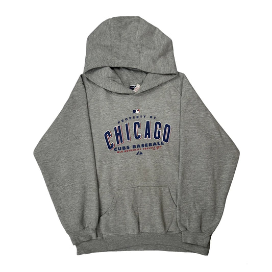 Vintage Age 14-16, Chicago Cubs Majestic Mlb Hoodie - Large Grey Cotton Blend