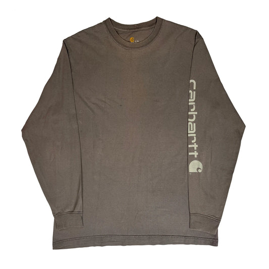 Carhartt Tall Long Sleeve T-Shirt - Large Khaki Cotton