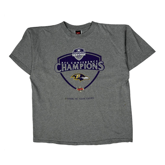 Baltimore Ravens Nike Nfl T-Shirt - Large Grey Cotton