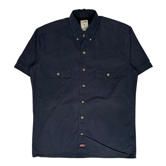 Mesh-Lined Back Yoke Dickies Short Sleeve Shirt - Medium Navy Cotton Blend