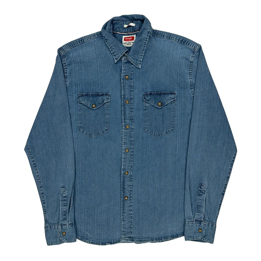 Wrangler Denim Shirt - Large Blue Cotton