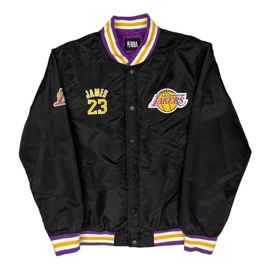 Los Angeles Lakers Nba Bomber Jacket - Large Black Nylon