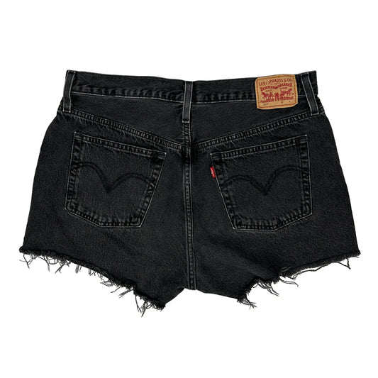 Levis Denim Shorts - 34W UK 14 Black Cotton