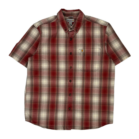 Carhartt Checked Short Sleeve Shirt - Large Red Cotton