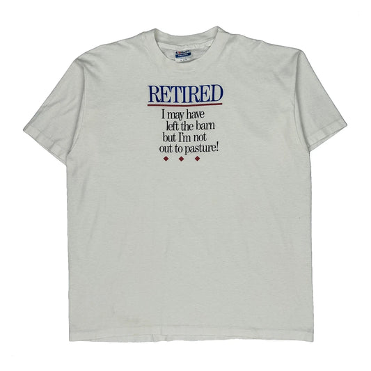 Retired Hanes Graphic T-Shirt - XL White Cotton Blend