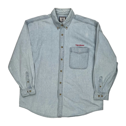 Exxonmobil Lee Sport Denim Shirt - XL Light Wash Cotton