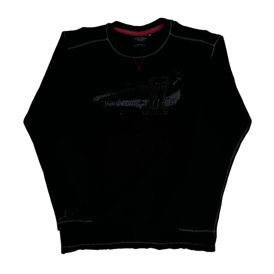 An American Legend Harley Davidson Graphic Long Sleeve T-Shirt - Medium Black Cotton