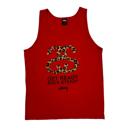 Get Ready Rock Steady Stussy Vest - Large Red Cotton
