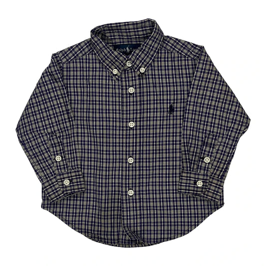 Vintage Age 12 Months Ralph Lauren Checked Shirt - 3XS Blue Cotton