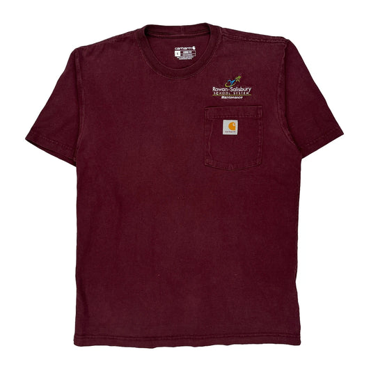 Rowan-Salisbury School System Maintenance Carhartt T-Shirt - Small Burgundy Cotton