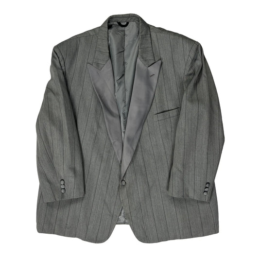 Vintage Christian Dior Striped Blazer - 2XL Grey Wool Blend