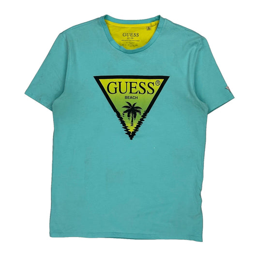 Guess Graphic T-Shirt - Large Blue Cotton