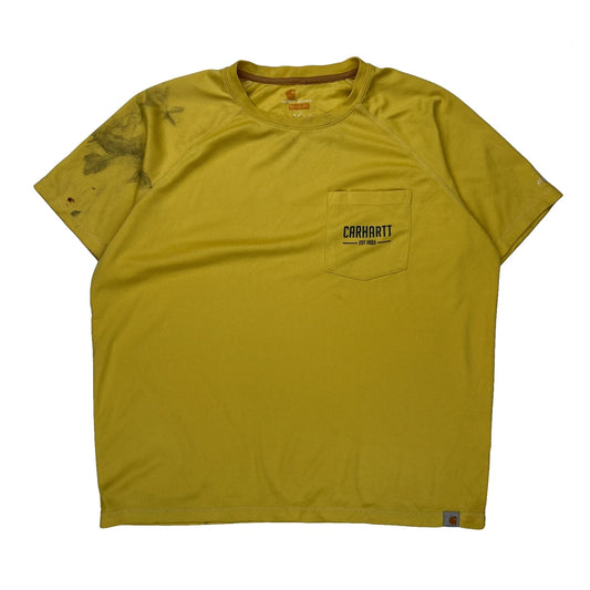 Carhartt T-Shirt - Large Yellow Polyester