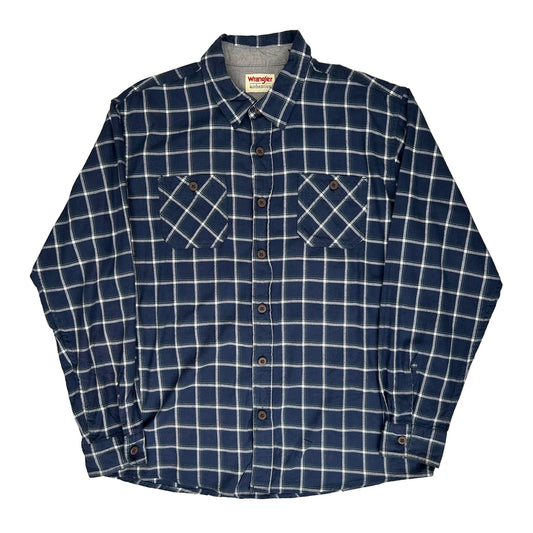Wrangler Checked Patterned Shirt - XL Navy Cotton