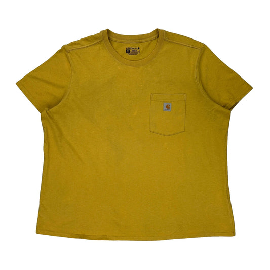Carhartt T-Shirt - 2XL Yellow Cotton Blend