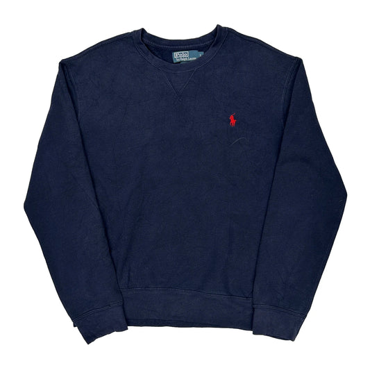 Red Logo Polo By Ralph Lauren Sweatshirt - Large Navy Cotton