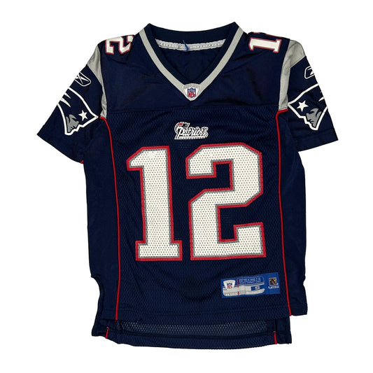 Age 7-8 New England Patriots Reebok Football Jersey - Small Navy Polyester