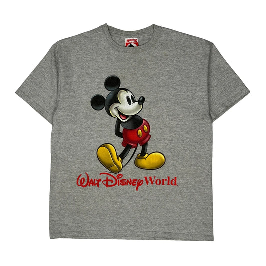 Vintage Walt Disney World Disney Cartoon T-Shirt - Medium Grey Cotton Blend