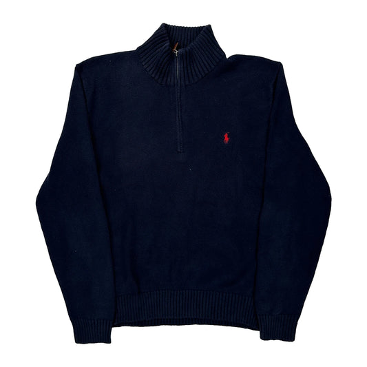 Polo By Ralph Lauren 1/4 Zip - Large Navy Cotton