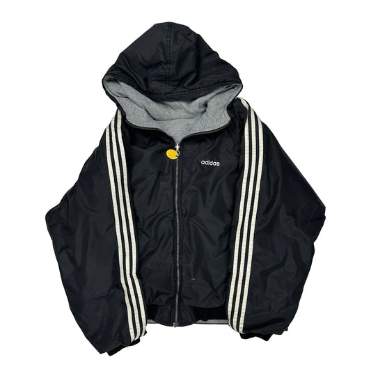Adidas Striped Windbreaker - XL Black Polyester