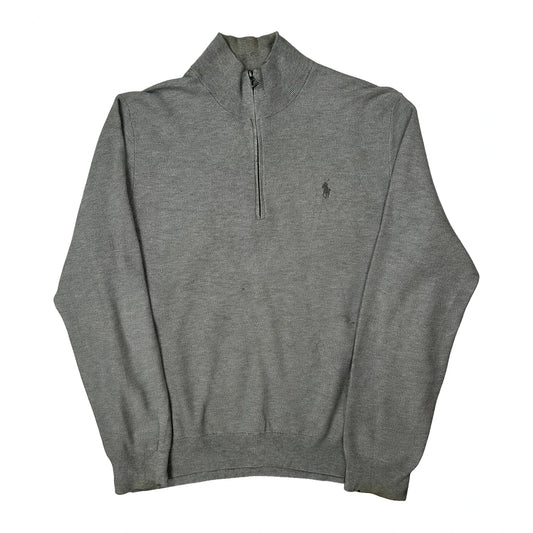 Polo By Ralph Lauren 1/4 Zip - Large Grey Cotton