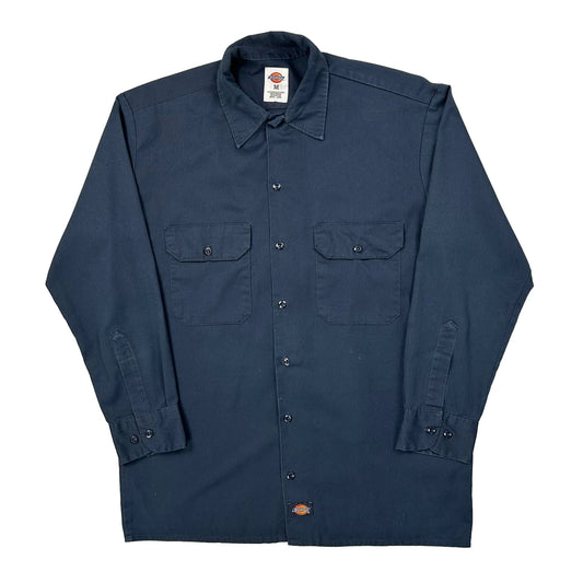 Dickies Shirt - Medium Navy Polyester Blend
