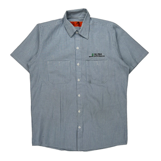 Red Kap Hickory Pinstripe Short Sleeve Shirt - Medium Blue Polyester Blend