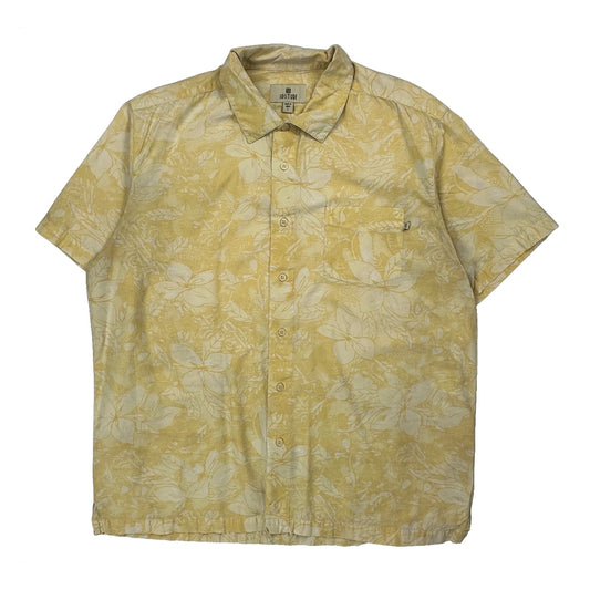 Solitude Floral Hawaiian Shirt - Large Yellow Cotton