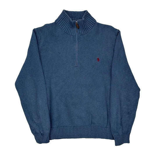 Polo By Ralph Lauren 1/4 Zip - Large Blue Cotton