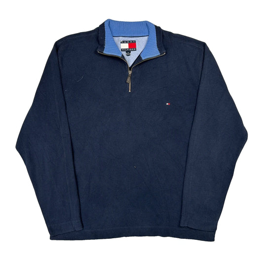 Vintage Tommy Hilfiger 1/4 Zip - Large Navy Cotton