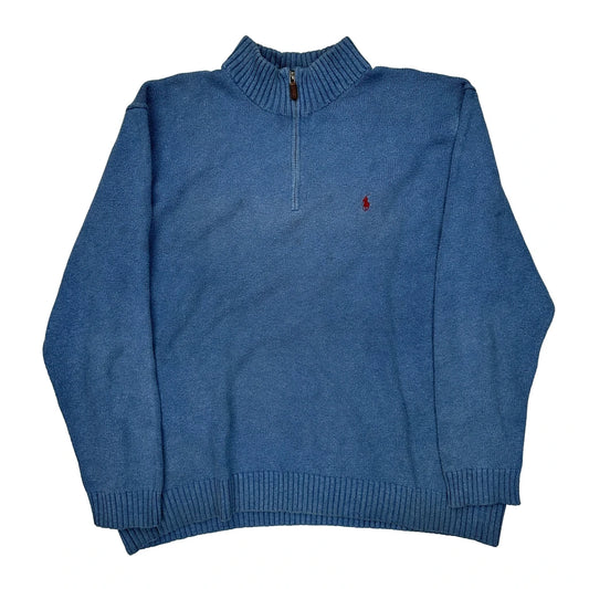 Polo By Ralph Lauren 1/4 Zip - XL Blue Cotton